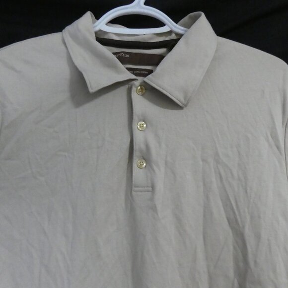 PERRY ELLIS - Luxury Prima Cotton | large | Beige Polo Shirt | Like New - Picture 4 of 12